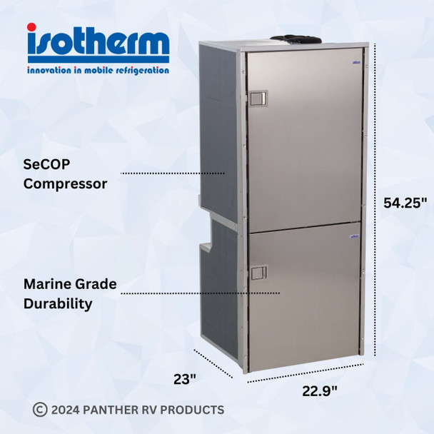 Isotherm 1195BB7MK0000 Cruise 195 Combi Stainless Steel Electric Refrigerator/Freezer - AC/DC - 6.9 C/F