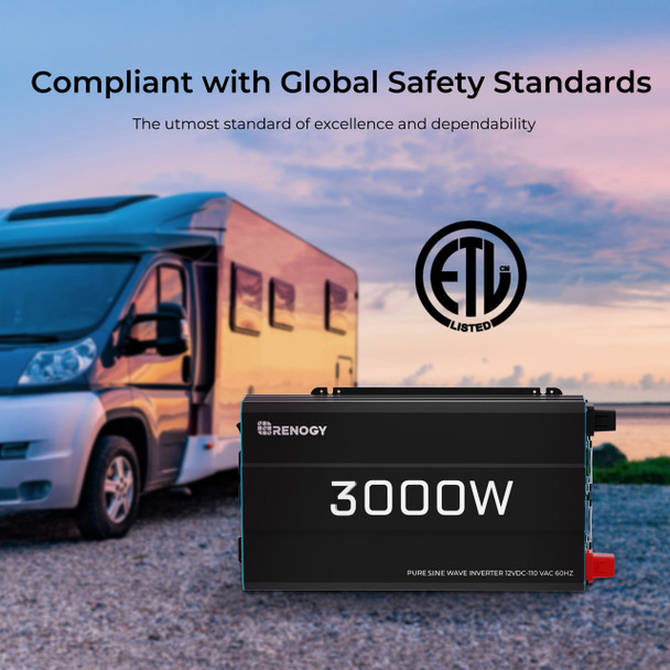 Renogy RNG-INVT-3000 RV DC to AC Pure Sine Wave Power Inverter - 3000 Watt