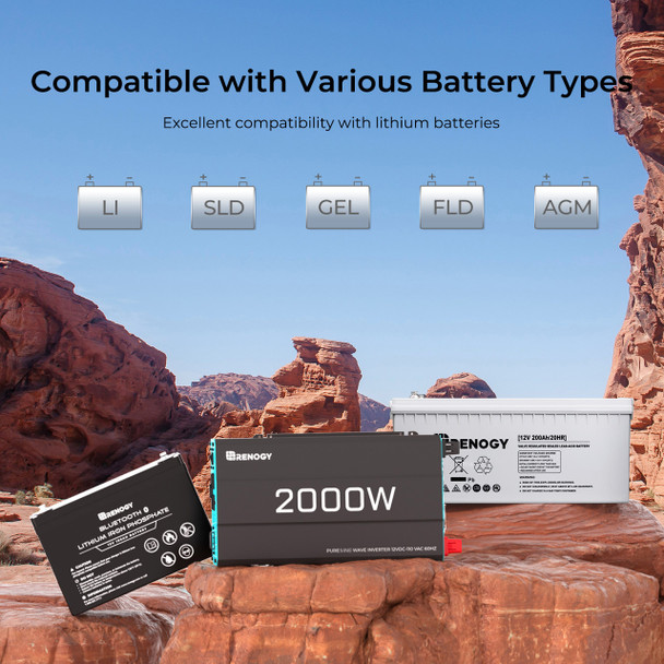 Renogy RNG-INVT-2000 RV DC to AC Pure Sine Wave Power Inverter - 2000 Watt