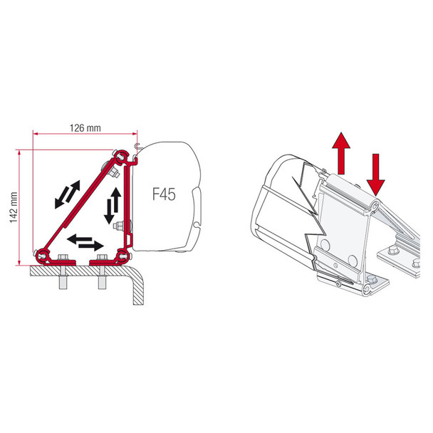 Fiamma 98655-011 F45S Universal Awning Adapter Bracket - Single, Adjustable
