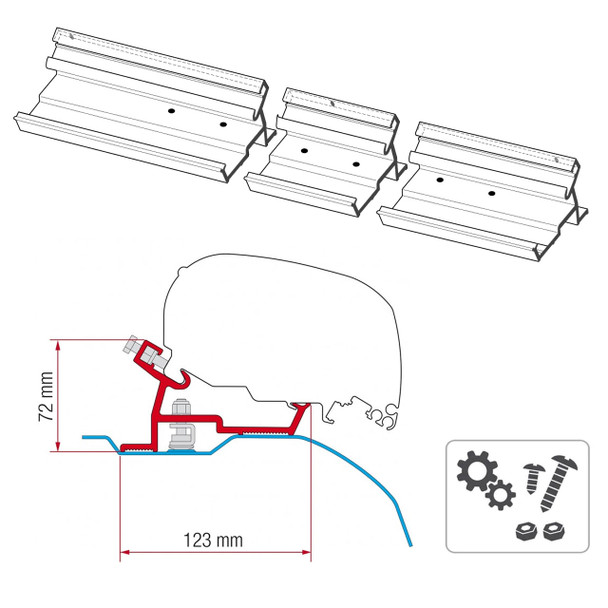 Fiamma® 98655-904 F80S Awning Mounting Bracket - RAM Promaster (Extended)