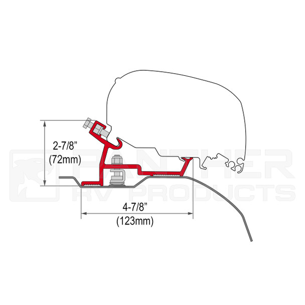Fiamma® 98655-904 F80S Awning Mounting Bracket - Dimensions