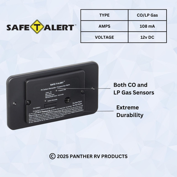 Safe-T-Alert 25-742-R-BL-TR-KIT RV Carbon Monoxide / Propane Leak Detector w/ Solenoid Control Relay
