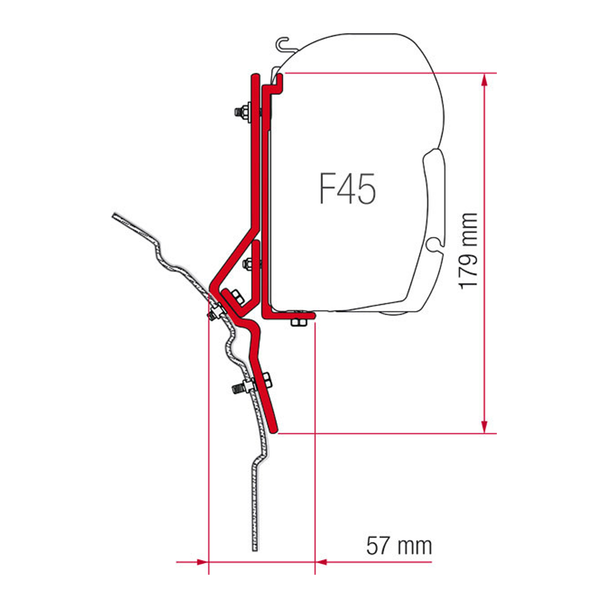 Fiamma® 98655-292 F45s VW T4 EuroVan Awning Adapter Bracket