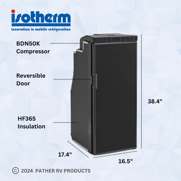 Isotherm FL90 Slim RV Electric Refrigerator/Freezer - Dimensions