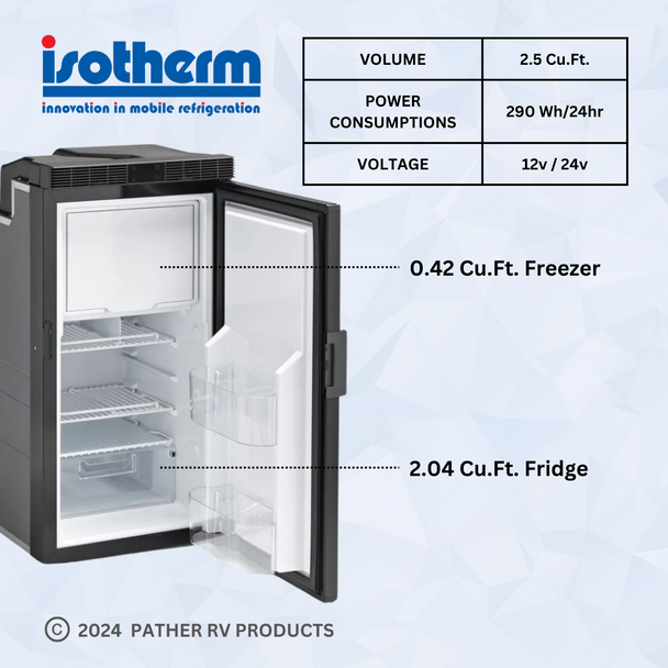 Isotherm FL70 Slim RV Electric Refrigerator/Freezer - 12V DC - 2.5 C/F