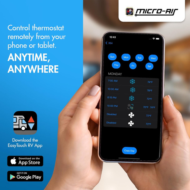 Micro-Air 355 RV Air Conditioner Thermostat for Coleman Controls - White