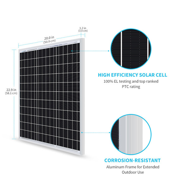 Renogy RNG-50D-SS RV 50 Watt Monocrystalline Solar Panel