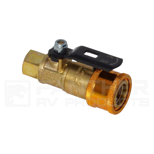 Panther QD-GMRVC4-4F RV Brass Quick Disconnect Coupler w/ Valve