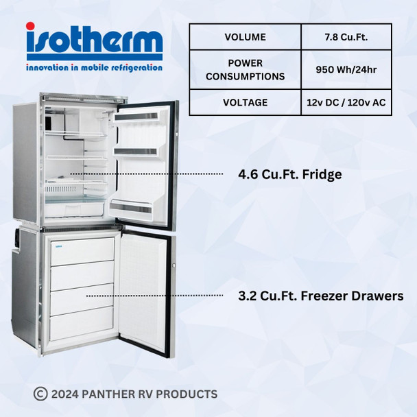 Isotherm Cruise 220 Combi Stainless Steel Electric Refrigerator/Freezer - AC/DC - 7.8 C/F