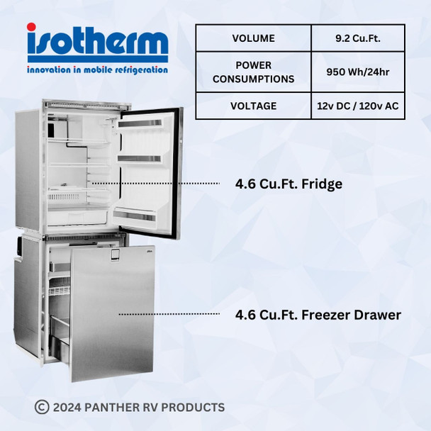 Isotherm Cruise 260 Combi Inox Stainless Steel Electric Refrigerator/Freezer - AC/DC - 9.2 C/F