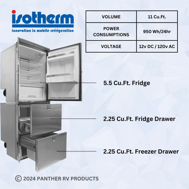 Isotherm Cruise 320 Combi Stainless Steel Electric Fridge/Fridge/Freezer - AC/DC - 11 C/F
