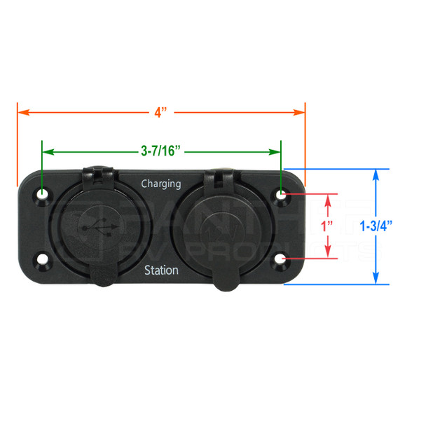 Kaper II L12-0284 Dual USB / 12V Receptacle Charging Station