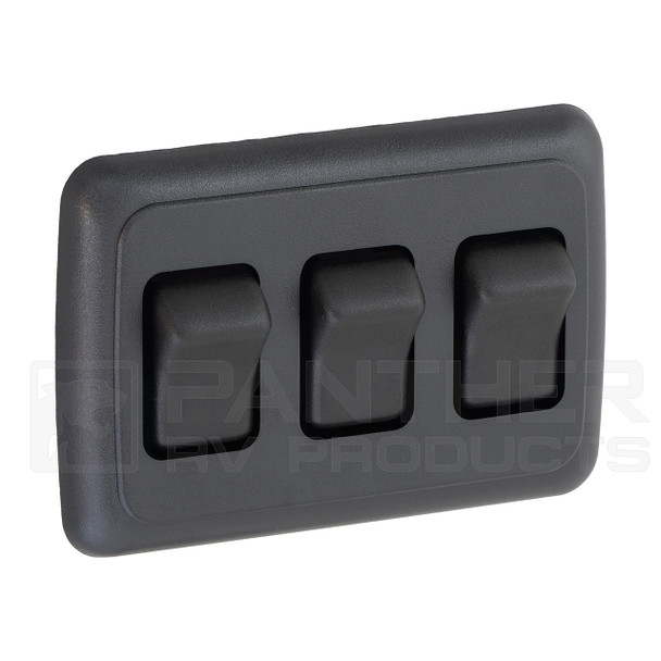 Kaper II L12-0379 3-Gang On/Off Rocker Switch Assembly - With Trim Plate