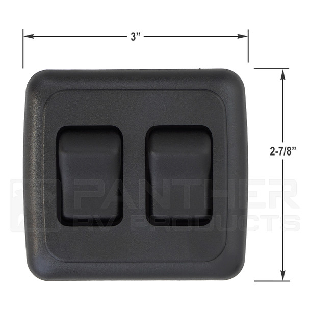 Kaper II L12-0301 2-Gang On/Off Rocker Switch Assembly - Dimensions