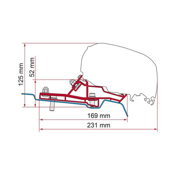 Fiamma® 98655Z167 F80s/F65 Eagle Awning 320 Mounting Bracket - Ford Transit Mid Roof 148" W.B.