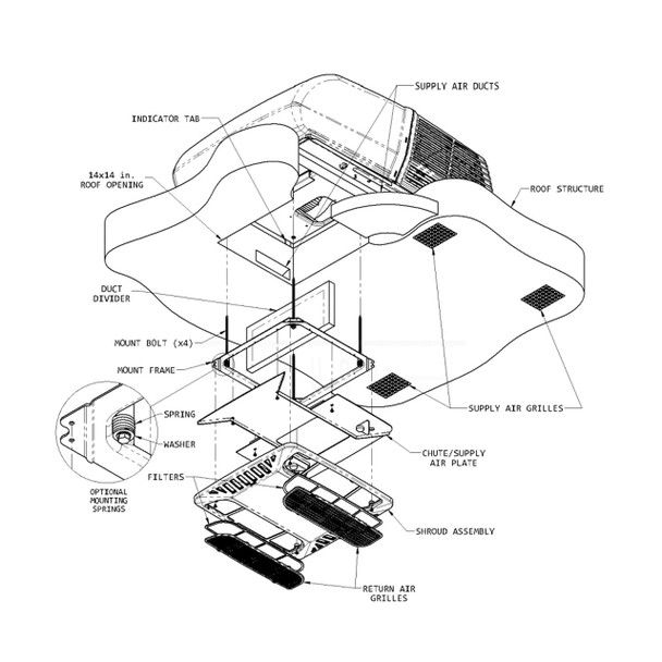 Coleman 8430A635 RV Air Conditioner ChillGrille Heat Ready Ceiling Assembly – Lateral Ducted – White