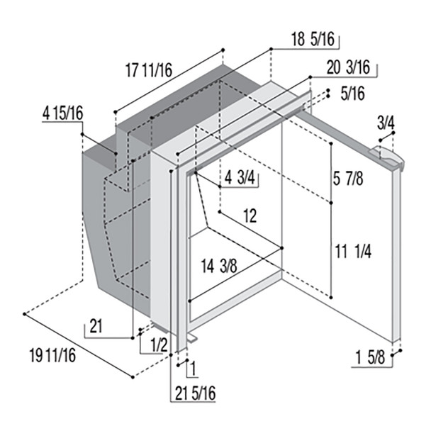 Vitrifrigo C62IBD4-F-2 Airlock RV Electric Refrigerator Freezer - Dimensions