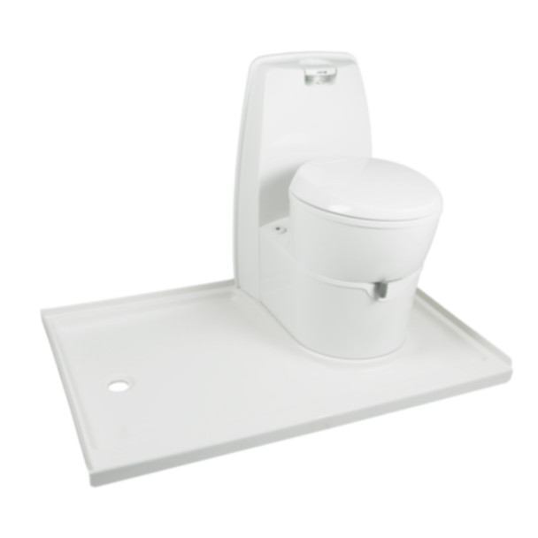 Thetford C224-CW Self-Contained Cassette Toilet - Manual Flush w/ 4527LP Shower Pan - Left Drain