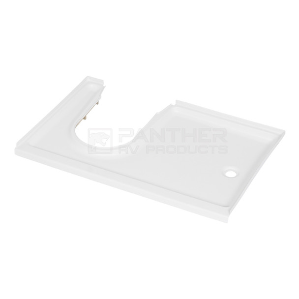 Thetford C224-CW Self-Contained Cassette Toilet - Manual Flush w/ 4527RP Shower Pan - Right Drain