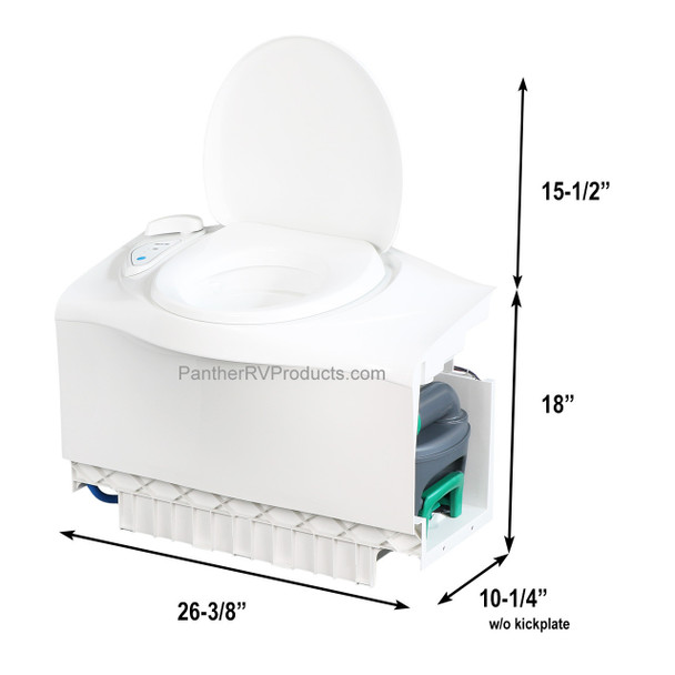 Thetford C403L RV Cassette Toilet - Electric Flush - LH Cassette w/ 4227RP Shower Pan - Right Drain