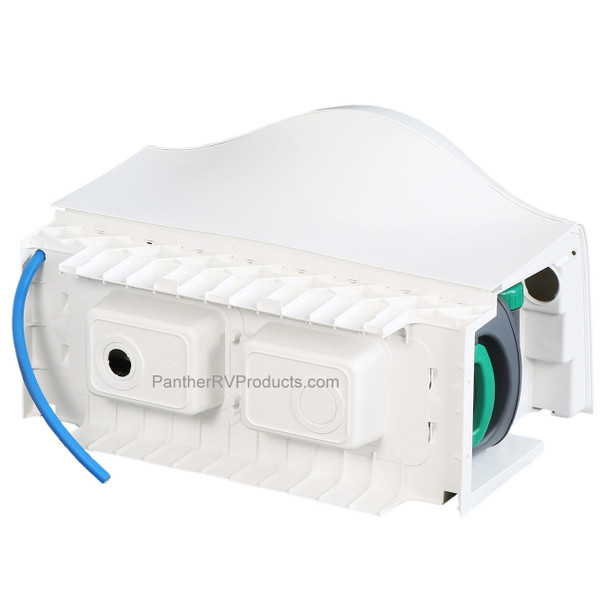 Thetford C403L RV Cassette Toilet - Electric Flush - LH Cassette w/ 4227RP Shower Pan - Right Drain