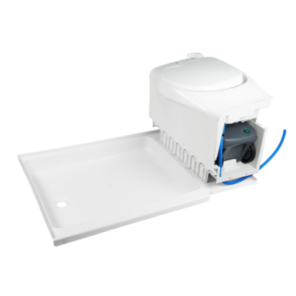 Thetford C403R RV Cassette Toilet - Electric Flush - RH Cassette w/ 4227LP Shower Pan - Left Drain