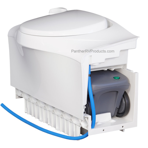 Thetford C403R RV Cassette Toilet - Electric Flush - RH Cassette w/ 4227RP Shower Pan - Right Drain