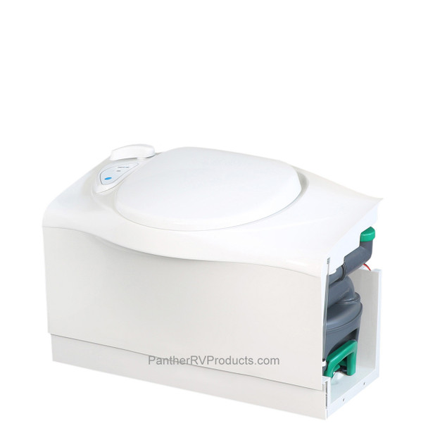 Thetford C402CL RV Self-Contained Cassette Toilet - Electric Flush - LH Cassette w/ 4227LP Shower Pan - Left Drain