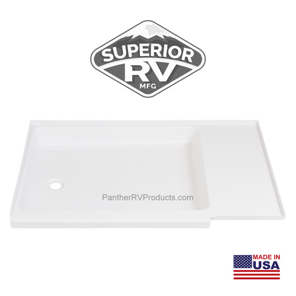 Thetford C402CL RV Self-Contained Cassette Toilet - Electric Flush - LH Cassette w/ 4227LP Shower Pan - Left Drain