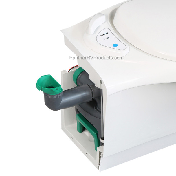 Thetford C402CR RV Self-Contained Cassette Toilet - Electric Flush - RH Cassette w/ 4227LP Shower Pan - Left Drain