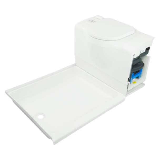 NomadicArk NA-TBW-R RV Self-Contained Bench Toilet - Electric Flush - RH Cassette w/ 4227LP Shower Pan - Left Drain