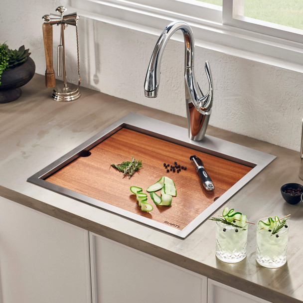 Ruvati RVH8221 Topmount Bar Workstation RV Sink - Cutting Board