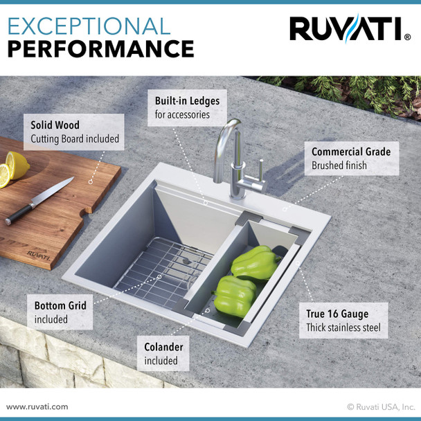 Ruvati RVH8221 Topmount Bar Workstation RV Sink - Features