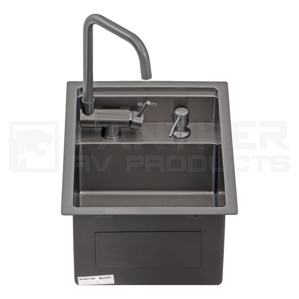 Ruvati RVH8272BL Gunmetal Black RV Sink with Concealed Faucet - Front View