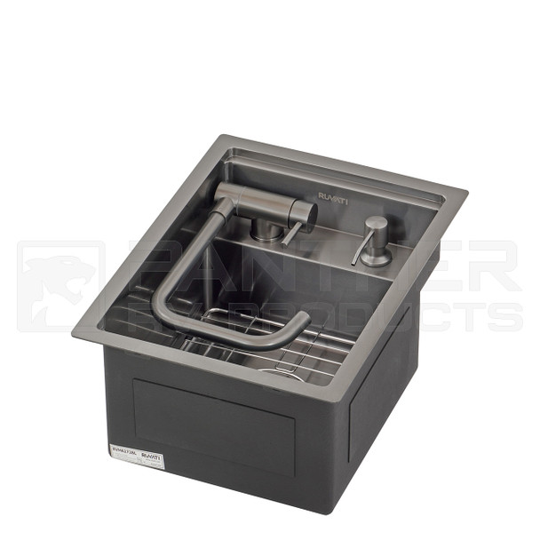Ruvati RVH8272BL Gunmetal Black RV Sink with Concealed Faucet - Folded