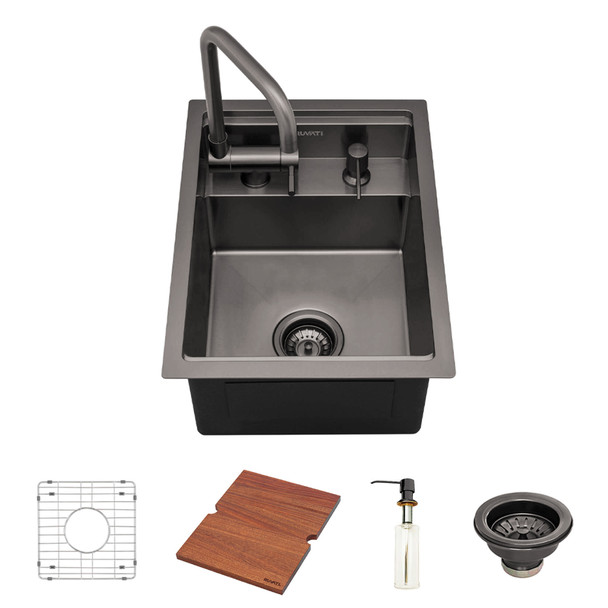 Ruvati RVH8272BL Gunmetal Black RV Sink with Concealed Faucet - Included Items