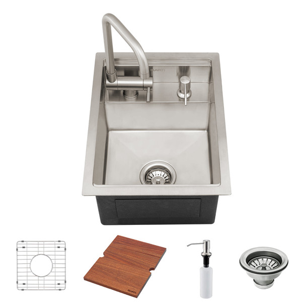 Ruvati RVH8272ST RV Sink with Concealed Faucet and Soap Dispenser - Included Items