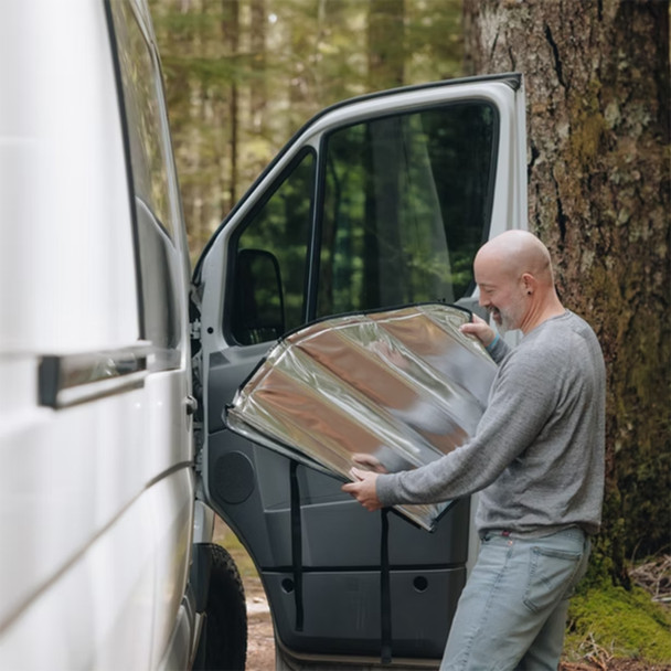 VanEssential MERC004-BK-REF Mercedes Sprinter (2007-2018 NCV3) Reflective Front Door Window Covers - Set of 2 - Black