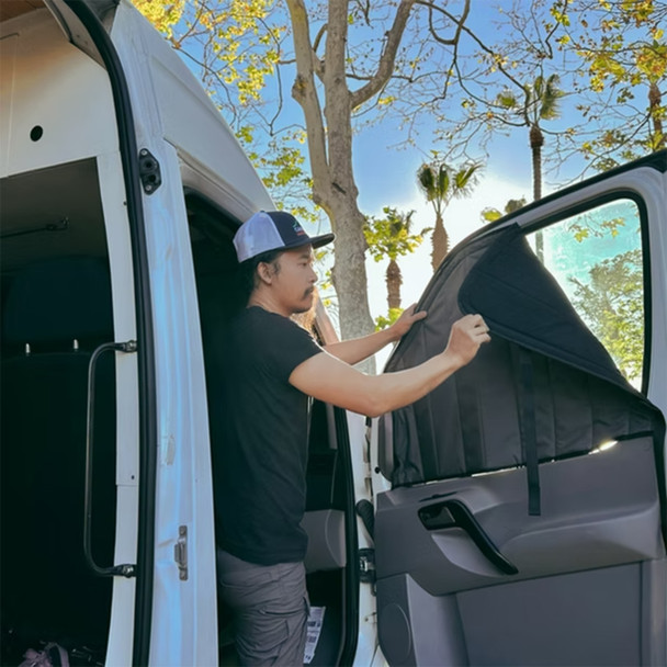 VanEssential MERC004-BK Mercedes Sprinter (2007-2018 NCV3) Stealth Front Door Window Covers - Set of 2 - Black