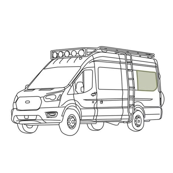 VanEssential FORD2119-BK Ford Transit 148" Ext. (2015+) Stealth Rear Qtr Window Cover - Driver's Side - Black