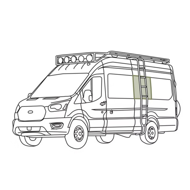 VanEssential FORD2110-BK Ford Transit 148"/148" Ext. (2015+) Stealth Middle Window Cover - Driver's Side - Black