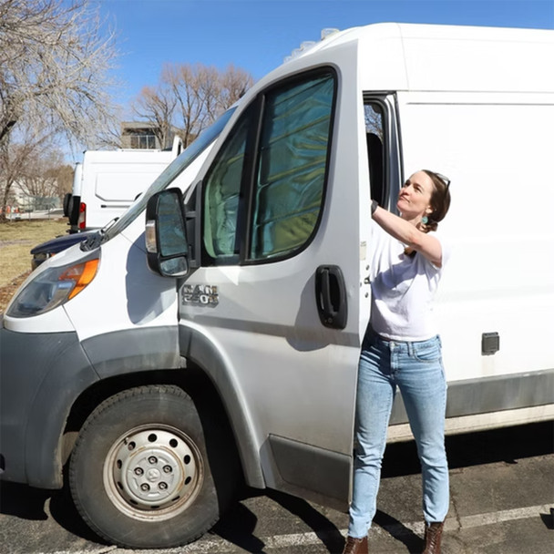 VanEssential PRO2101-BK-REF RAM Promaster (2014+) Reflective Front Door Window Covers - Set of 2 - Black