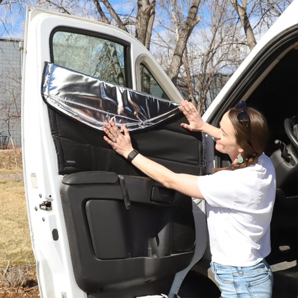 VanEssential PRO2101-BK-REF RAM Promaster (2014+) Reflective Front Door Window Covers - Set of 2 - Black