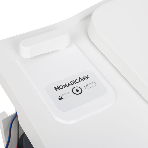 NomadicArk NA-TB-R RV Bench Toilet - Electric Flush - RH Cassette w/ 4227RP Shower Pan - Right Drain