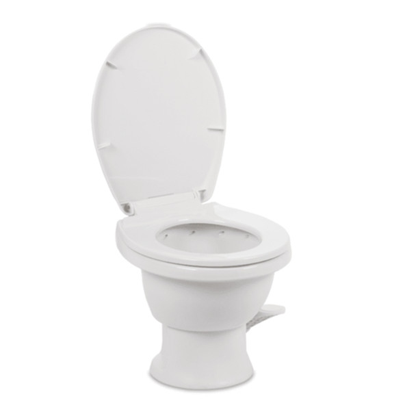 Dometic™ Complete 411 Short Gravity Flush Toilet - Porcelain - Foot Flush - White