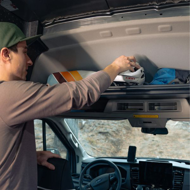 VanEssential FORDHEADSHELFGH Ford Transit (2015+, w/ Factory Grab Handles) Headliner Shelf