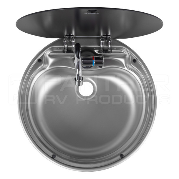 Dometic™ SMEV VA7306US-BL1 Round Sink w/ Glass Lid and SUP-542 Faucet - BLEMISHED