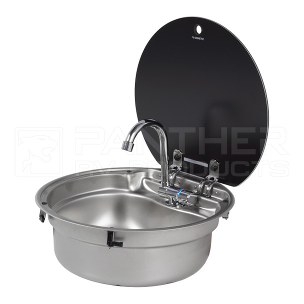 Dometic™ SMEV VA7306US-BL1 Round Sink w/ Glass Lid and SUP-542 Faucet - BLEMISHED