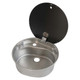 CAN Srl LR1770 Compact Round Sink With Glass Lid - Stainless Steel